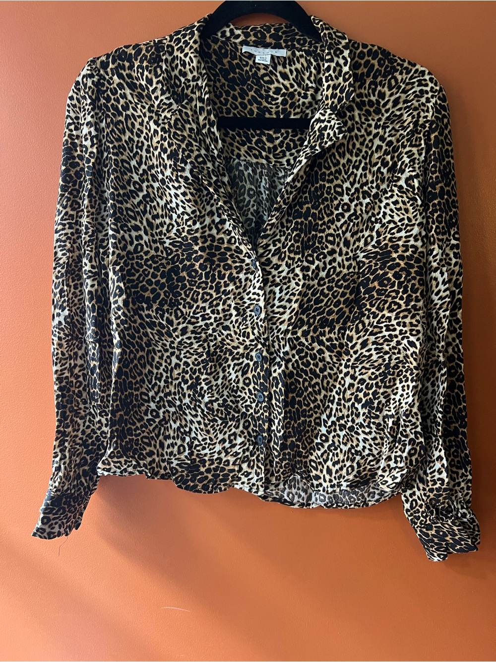 Topshop Leopard Print Button-Front Blouse in Brown and Black